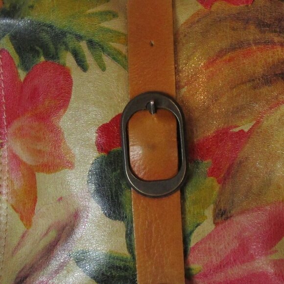 Patricia Nash Venezia Pouch Leather Canvas Floral Tote Posh Party Host Pick VGUC - Picture 5 of 15